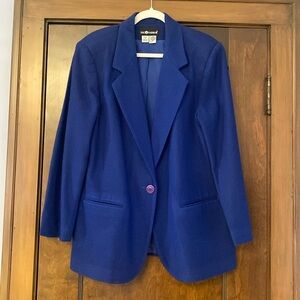 Vintage Wool Blazer - Cobalt Blue - 14